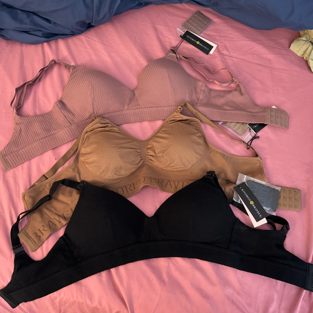 3 Kindred Bravely Nursing Bras—Regular Size L